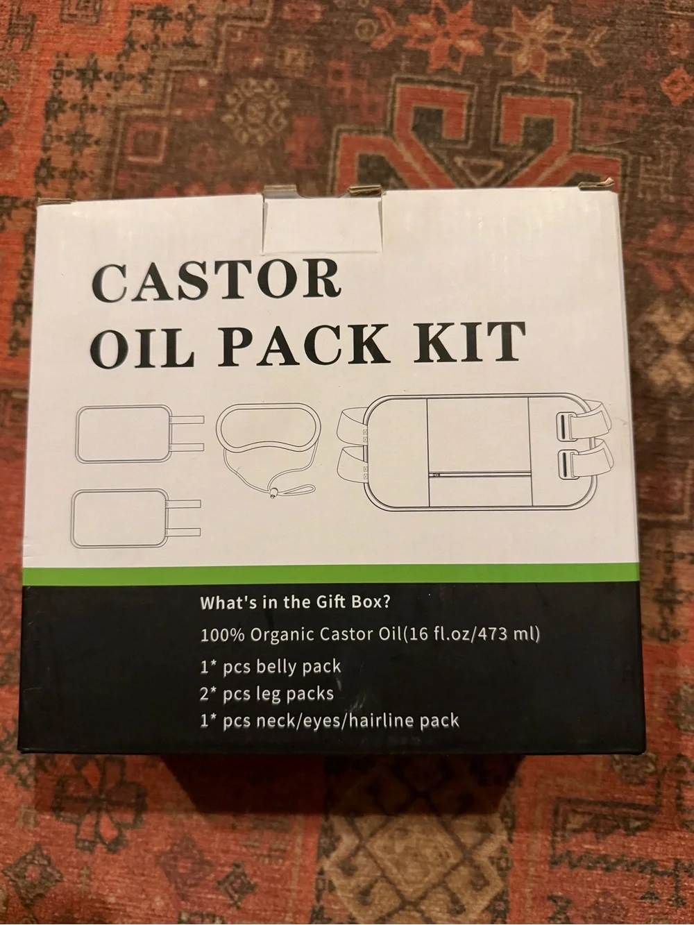 NIB organic castor oil pack kit.